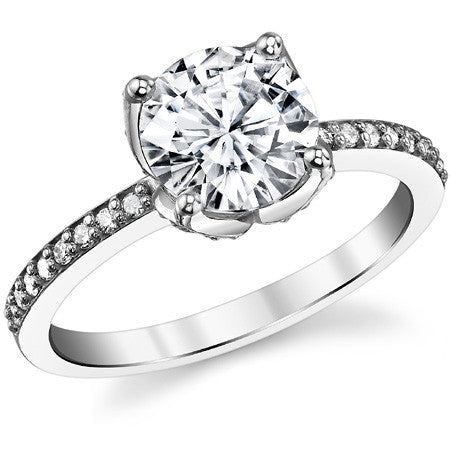 Moissanite Engagement Ring with Floral Style Prongs