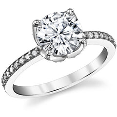 Moissanite Engagement Ring with Floral Style Prongs