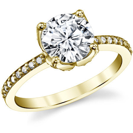 Moissanite Engagement Ring with Floral Style Prongs