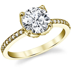 Moissanite Engagement Ring with Floral Style Prongs