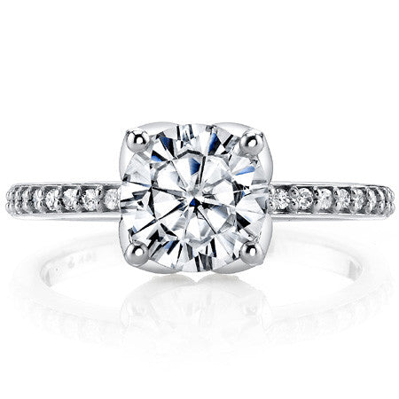 Moissanite Engagement Ring with Floral Style Prongs