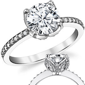 Moissanite Engagement Ring with Floral Style Prongs