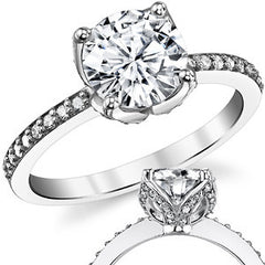 Moissanite Engagement Ring with Floral Style Prongs