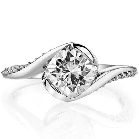 Cushion Semi-Bezel Bypass Moissanite Engagement Ring
