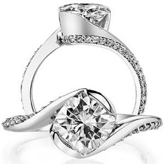 Cushion Semi-Bezel Bypass Moissanite Engagement Ring