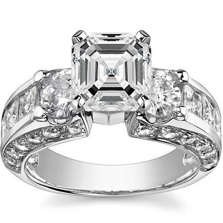 Round Brilliant Moissanite Engagement Ring Setting, 2.56ct