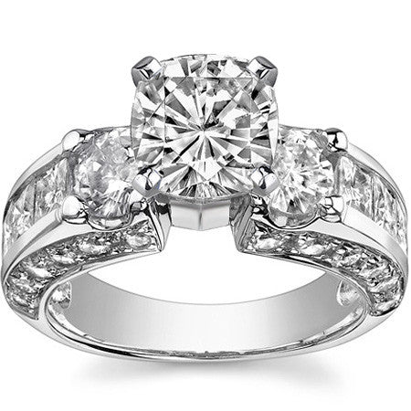 Round Brilliant Moissanite Engagement Ring Setting, 2.56ct