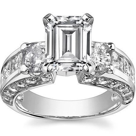 Round Brilliant Moissanite Engagement Ring Setting, 2.56ct