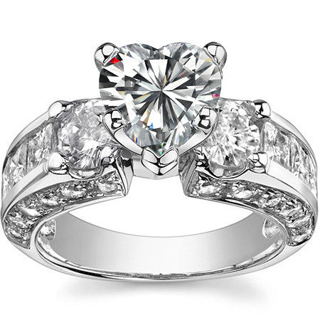 Round Brilliant Moissanite Engagement Ring Setting, 2.56ct
