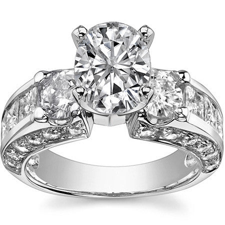 Round Brilliant Moissanite Engagement Ring Setting, 2.56ct