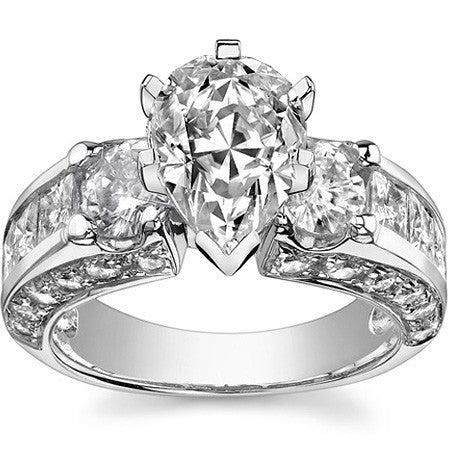 Round Brilliant Moissanite Engagement Ring Setting, 2.56ct