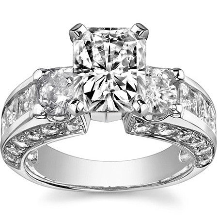 Round Brilliant Moissanite Engagement Ring Setting, 2.56ct