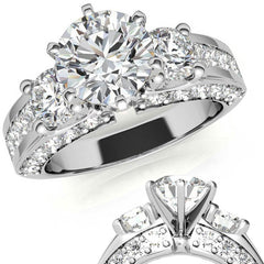 Round Brilliant Moissanite Engagement Ring Setting, 2.56ct