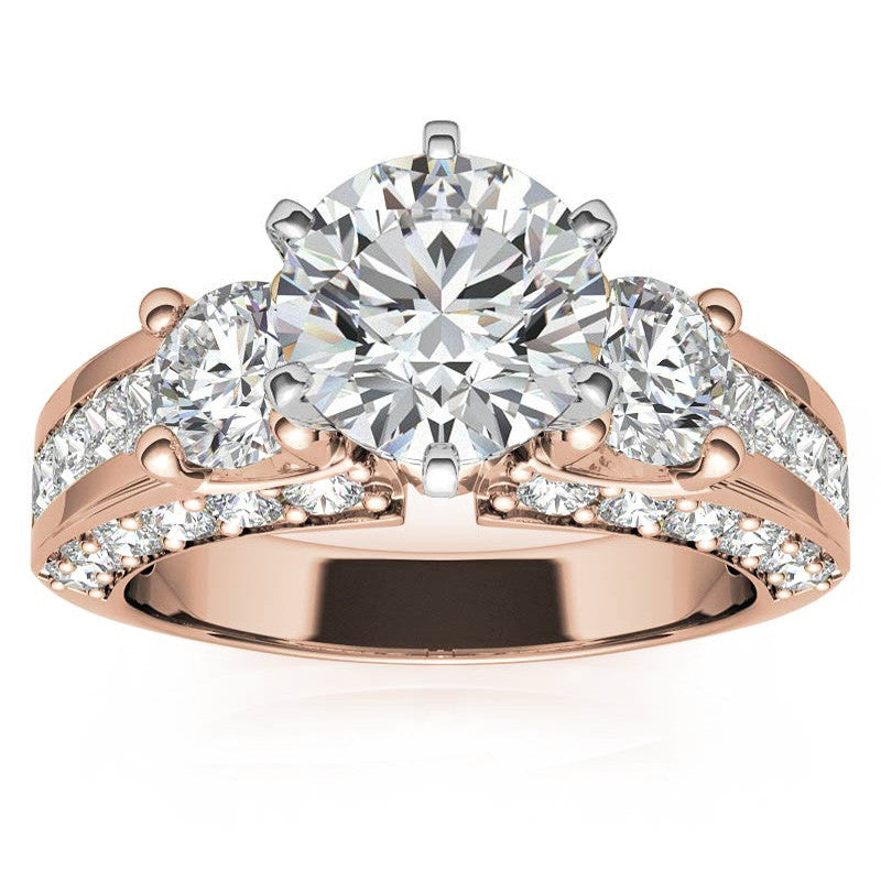 Round Brilliant Moissanite Engagement Ring Setting, 2.56ct
