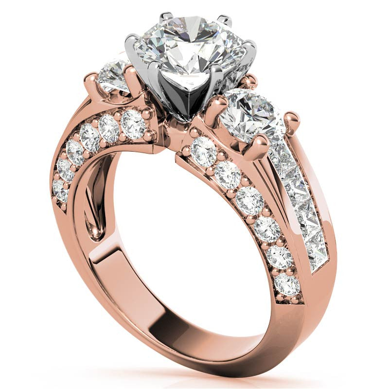 Round Brilliant Moissanite Engagement Ring Setting, 2.56ct