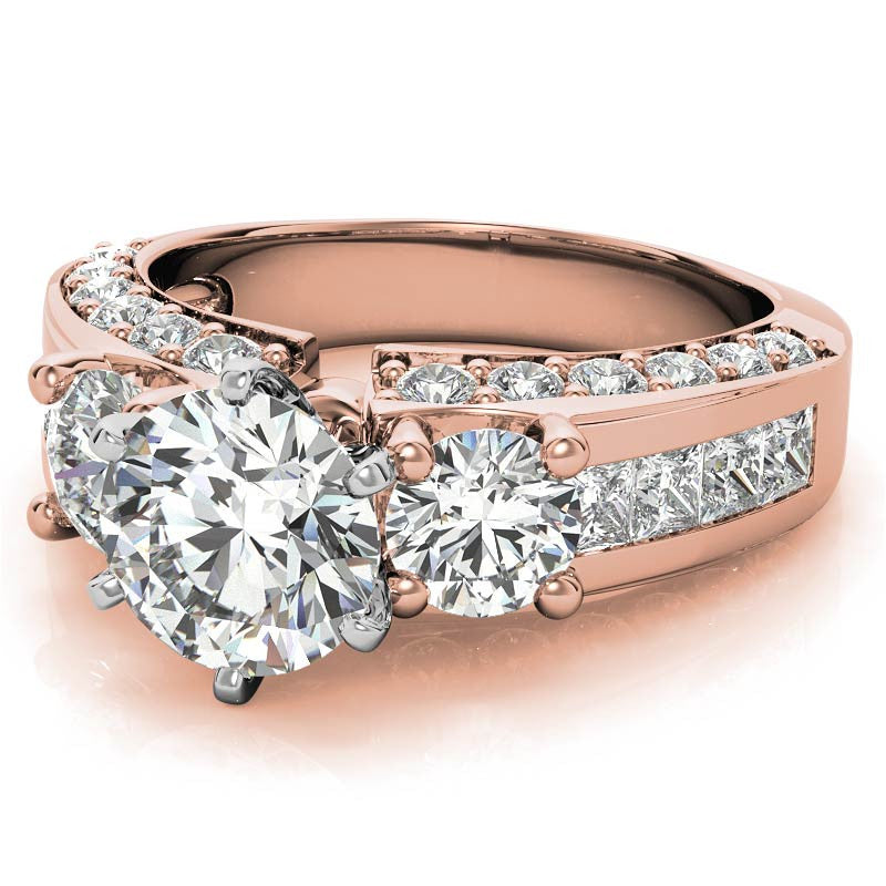 Round Brilliant Moissanite Engagement Ring Setting, 2.56ct