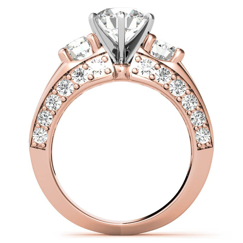 Round Brilliant Moissanite Engagement Ring Setting, 2.56ct