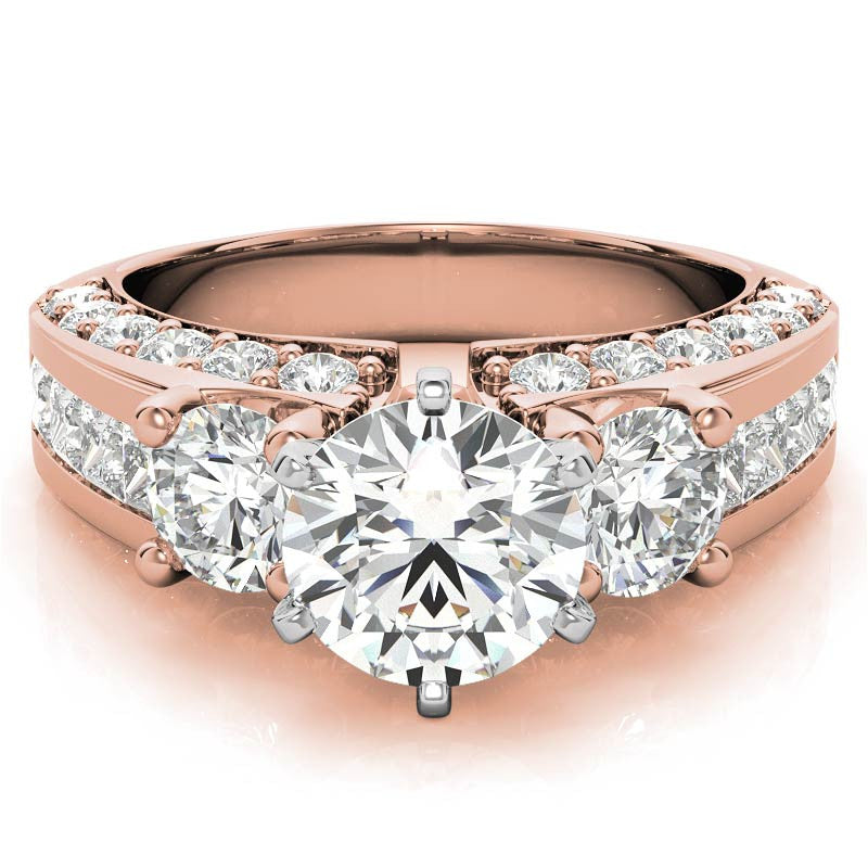 Round Brilliant Moissanite Engagement Ring Setting, 2.56ct
