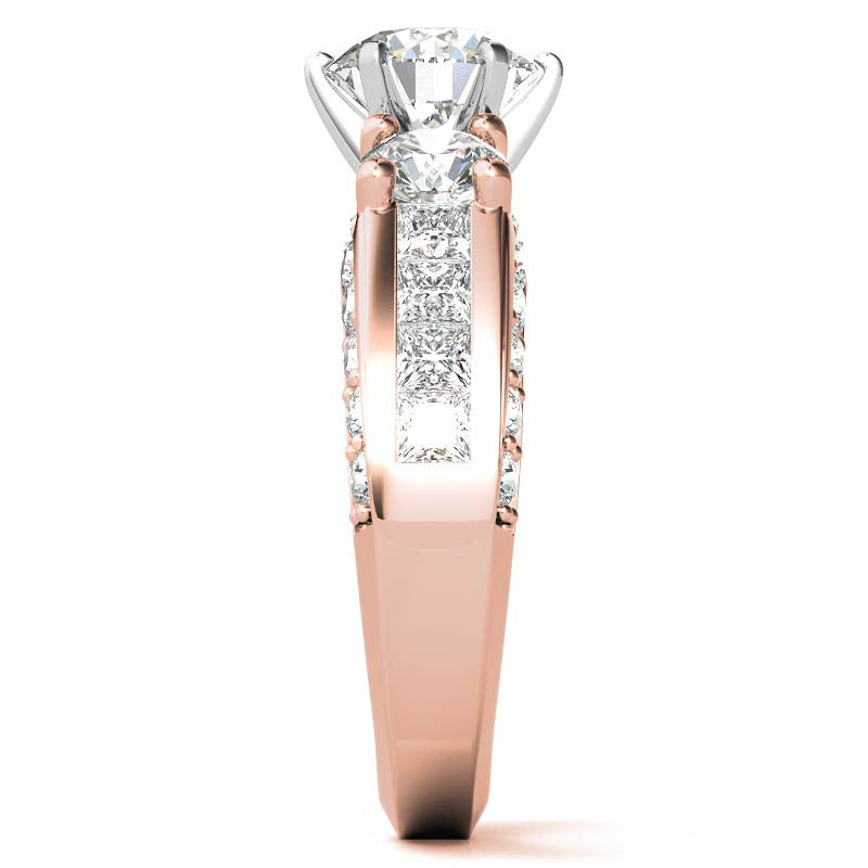 Round Brilliant Moissanite Engagement Ring Setting, 2.56ct