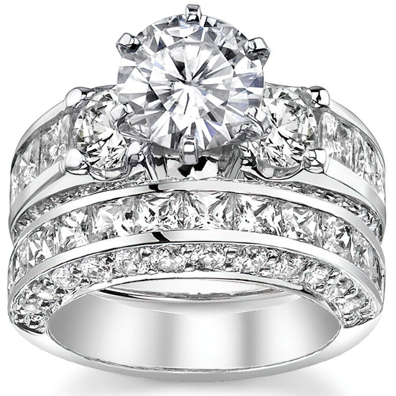 Round Brilliant Moissanite Engagement Ring Setting, 2.56ct