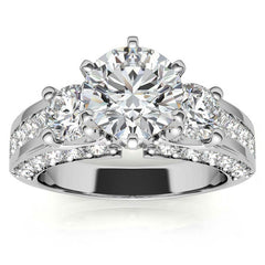 Round Brilliant Moissanite Engagement Ring Setting, 2.56ct