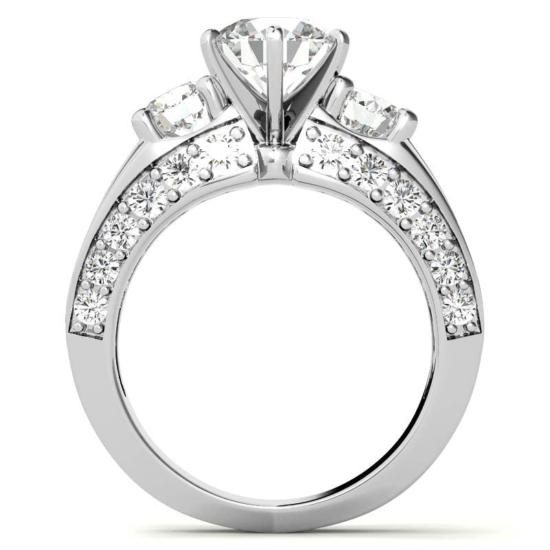 Round Brilliant Moissanite Engagement Ring Setting, 2.56ct