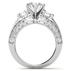 Round Brilliant Moissanite Engagement Ring Setting, 2.56ct