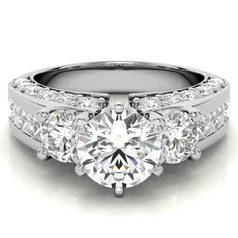 Round Brilliant Moissanite Engagement Ring Setting, 2.56ct