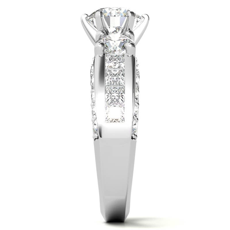Round Brilliant Moissanite Engagement Ring Setting, 2.56ct