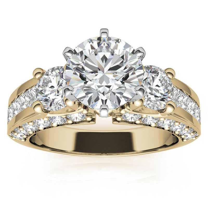 Round Brilliant Moissanite Engagement Ring Setting, 2.56ct