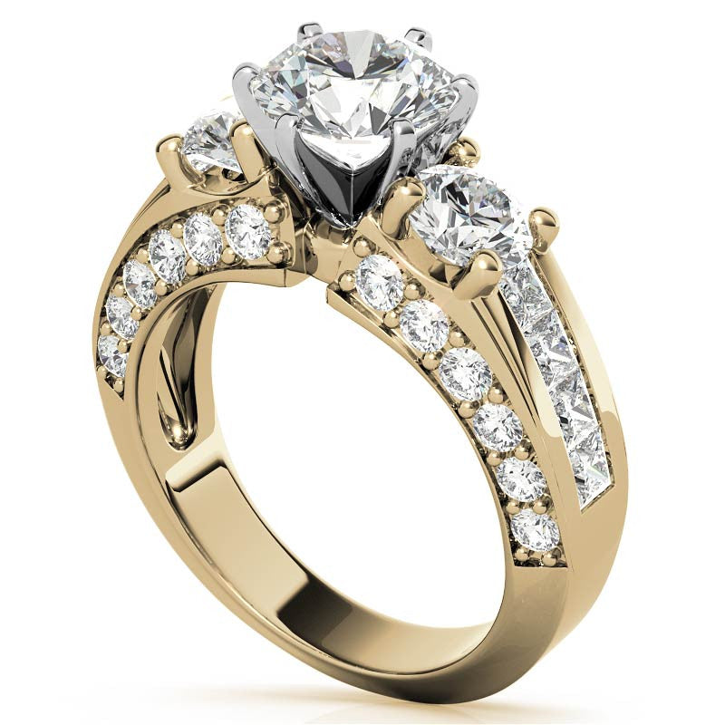 Round Brilliant Moissanite Engagement Ring Setting, 2.56ct