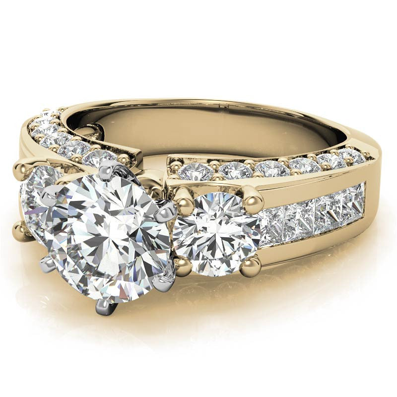 Round Brilliant Moissanite Engagement Ring Setting, 2.56ct