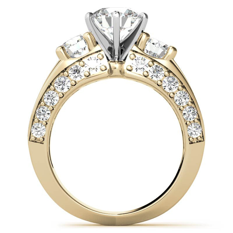 Round Brilliant Moissanite Engagement Ring Setting, 2.56ct