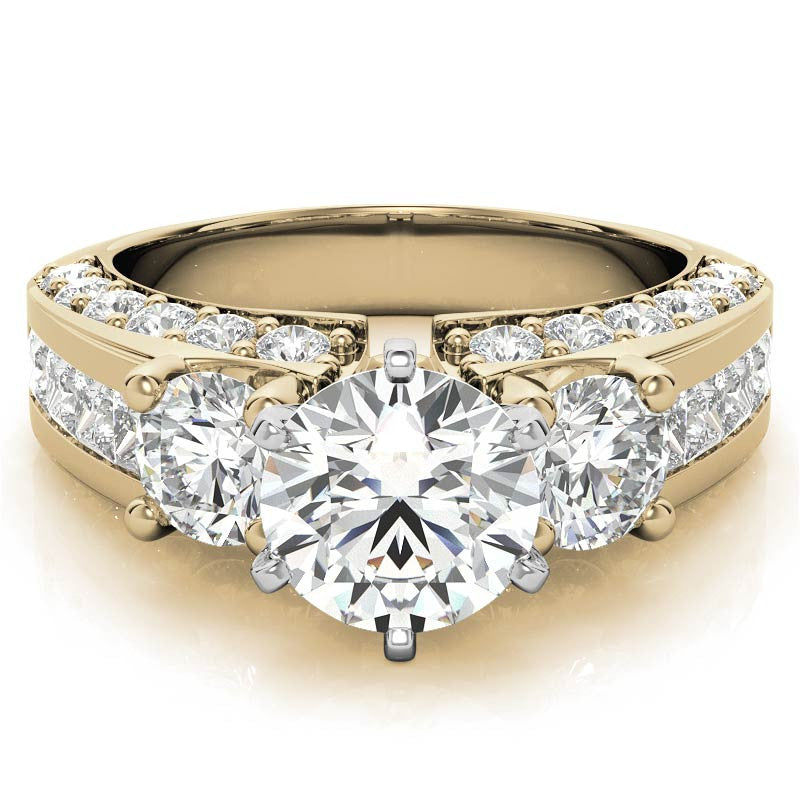 Round Brilliant Moissanite Engagement Ring Setting, 2.56ct