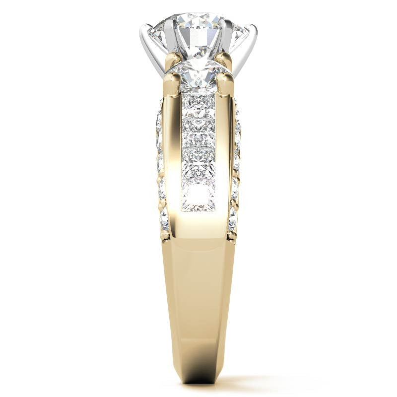 Round Brilliant Moissanite Engagement Ring Setting, 2.56ct