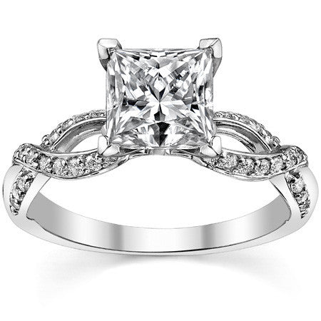 Moissanite & Diamond Infinity Twisted Engagement Ring, 0.25ct