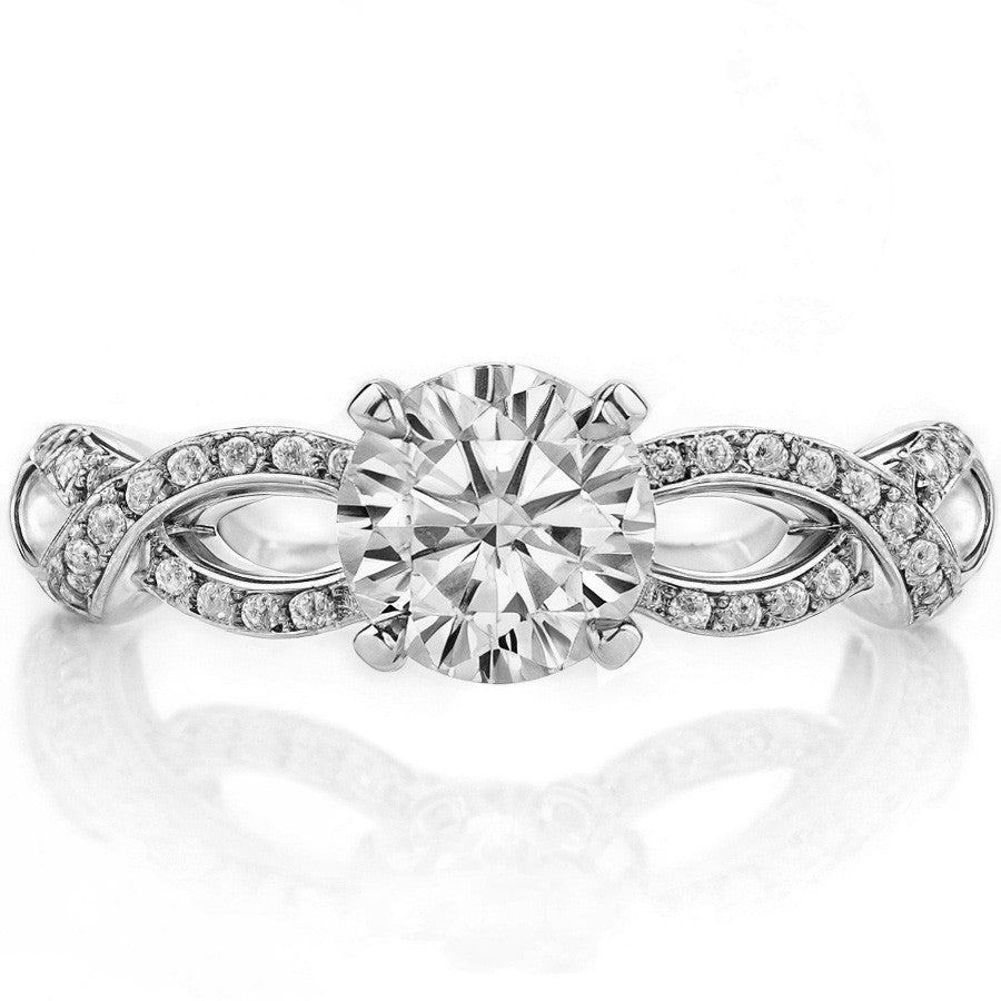 Moissanite & Diamond Infinity Twisted Engagement Ring, 0.25ct