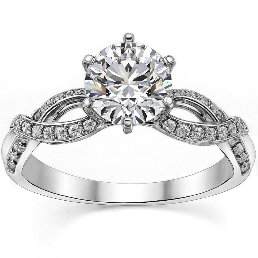 Moissanite & Diamond Infinity Twisted Engagement Ring, 0.25ct
