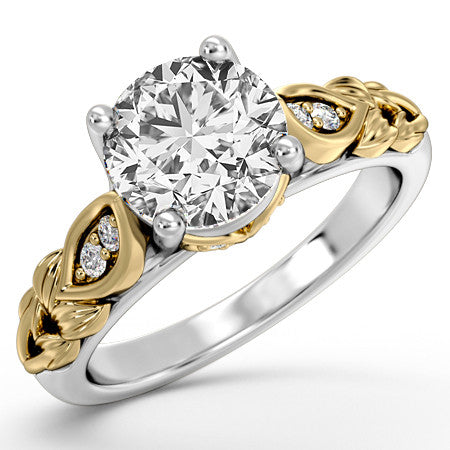 Round Floral Design Engagement Ring