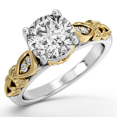 Round Floral Design Engagement Ring