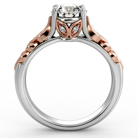 Round Floral Design Engagement Ring
