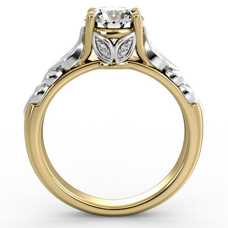 Round Floral Design Engagement Ring