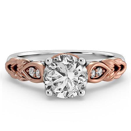 Round Floral Design Engagement Ring