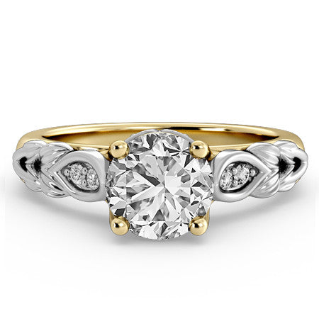 Round Floral Design Engagement Ring