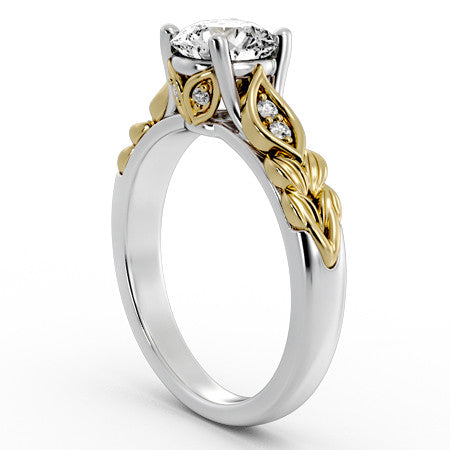 Round Floral Design Engagement Ring