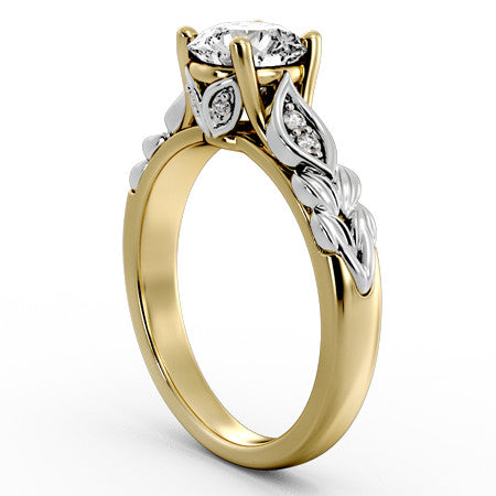 Round Floral Design Engagement Ring