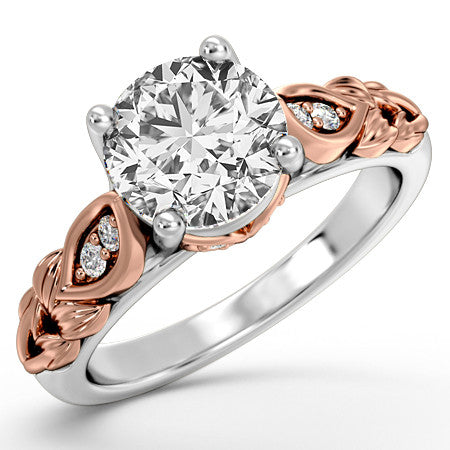 Round Floral Design Engagement Ring