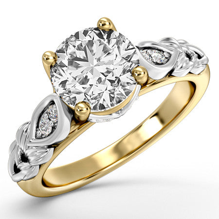 Round Floral Design Engagement Ring