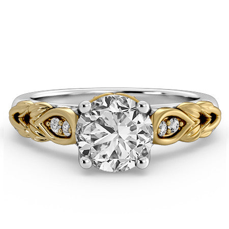 Round Floral Design Engagement Ring