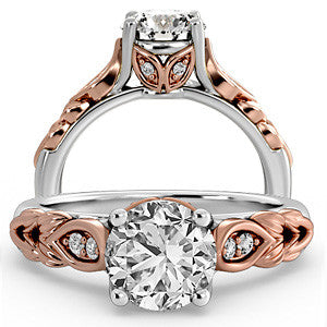 Round Floral Design Engagement Ring